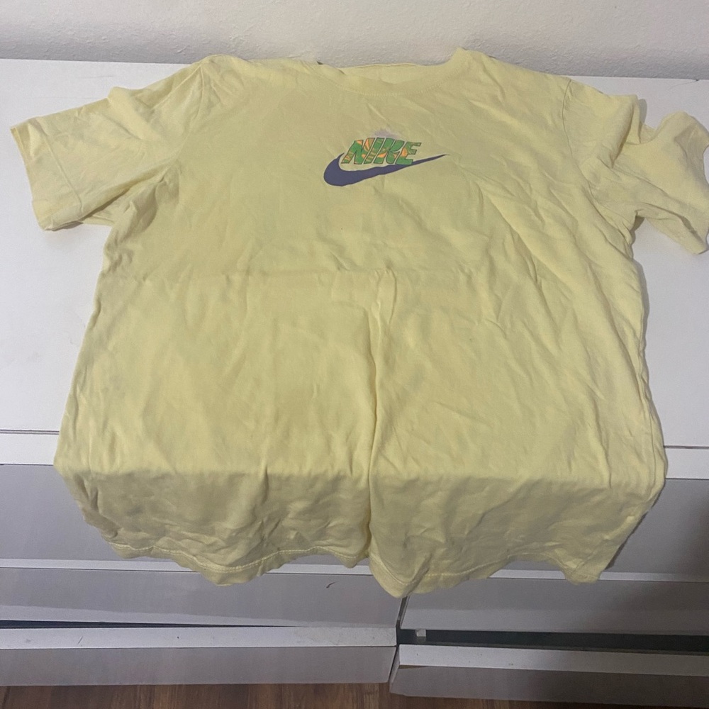 Nike Light Yellow Tee with Multicolor Logo